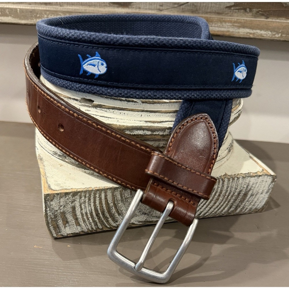 Southern Tide Skipjack Canvas Belt - Size 38 Navy Blue